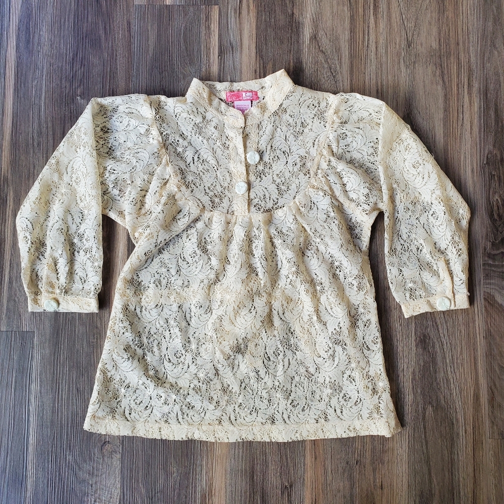 3/$30 Cream Lace Victorian Shirt